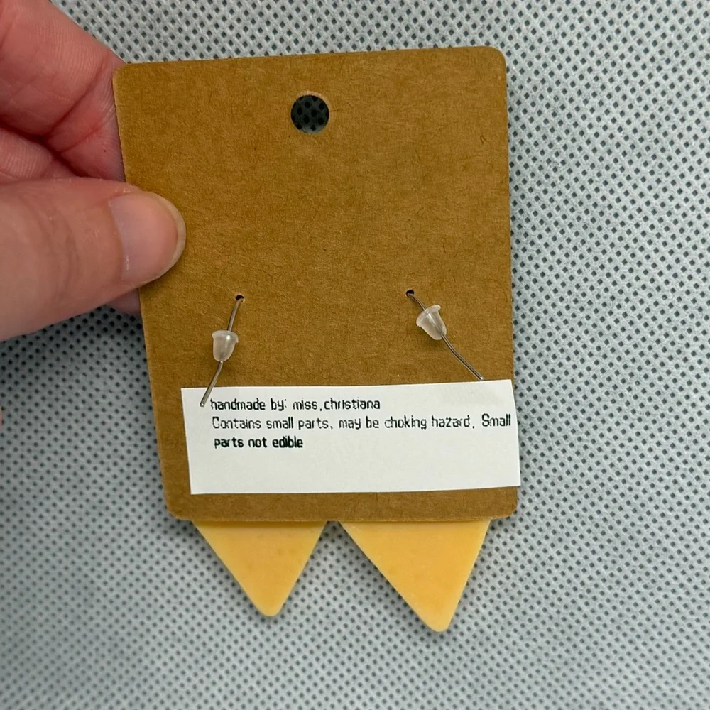 Handmade White Pizza Slice Earrings